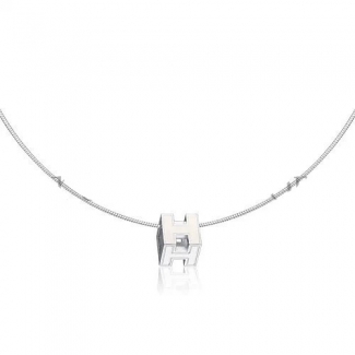 Hermes Cage d'H Necklace White in Lacquer With Gold